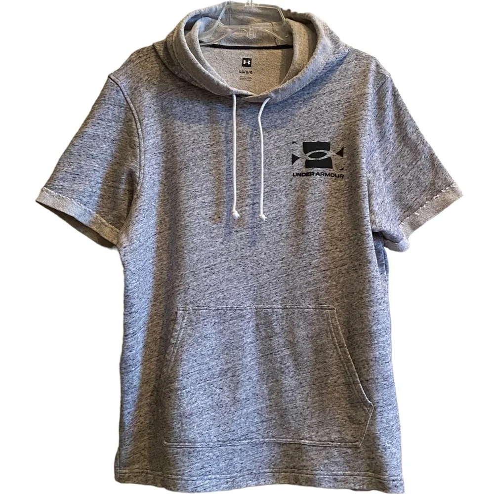 Hoodie Sweatshirt Lightweight Short Sleeve Athletic Wear Gray Mens Size Large